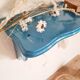 Blue wood wall shelf