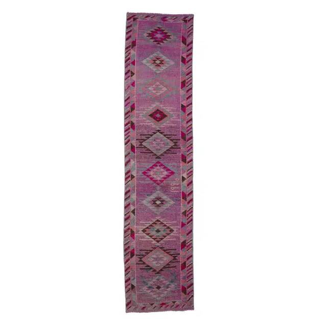 1970s Turkish Oushak Handmade Runner Rug 83x358
