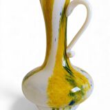 Cristallerie de Clichy White Opaline Pitcher Vase, Handmade in France
