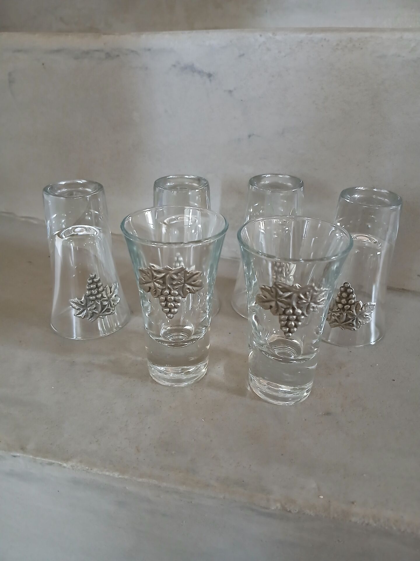 6 small antique liqueur glasses
