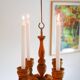 Rustic wooden pendant chandelier candleholder from Smålandsslöjd, Sweden, 1975