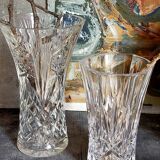 Duo of vintage French crystal vases