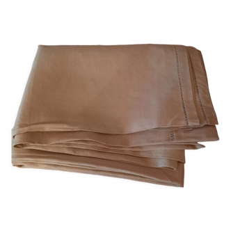 Drap plat en lin beige 240 × 300 cm