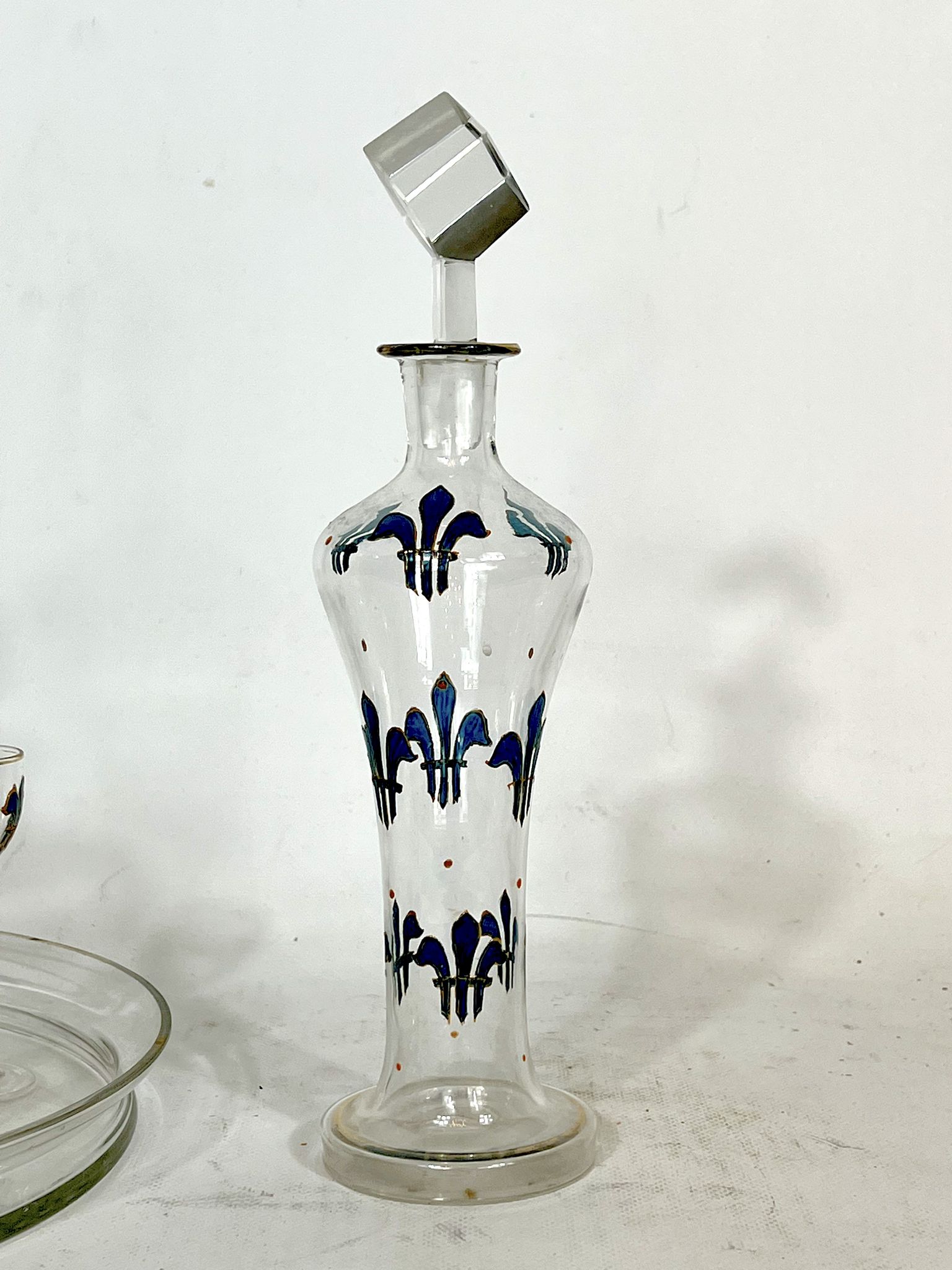 Italian Art Nouveau glass liquor set from 1920s