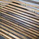 Old cast iron garden bench with oak slats