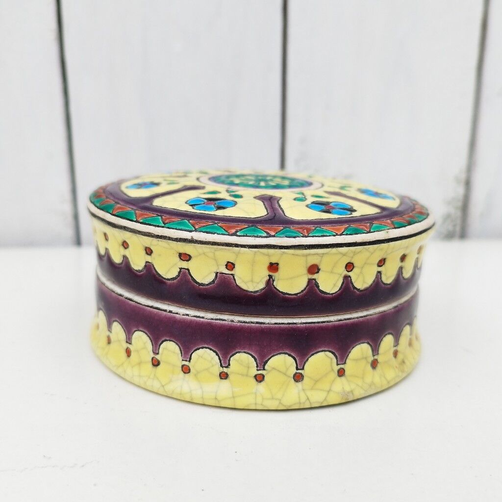 Ceramic box enamels of Longwy floral decoration