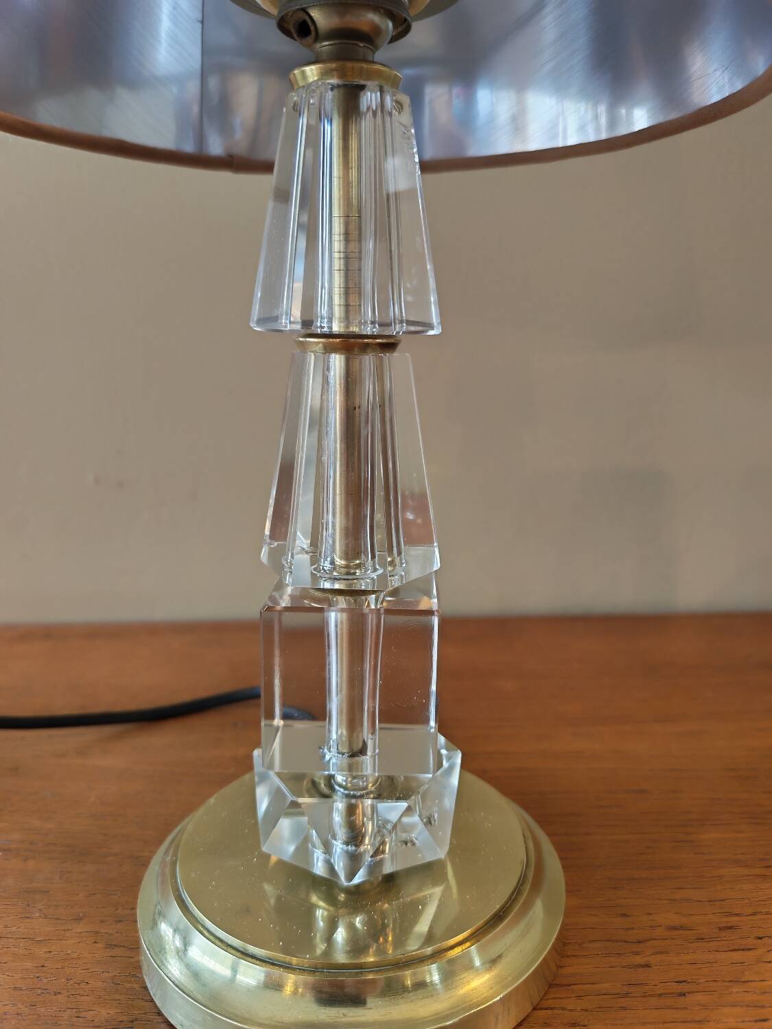Adnet Art Deco style lamp, glass and brass