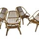 Ensemble vintage de 4 fauteuils club en rotin Rohe Noordwolde 1960