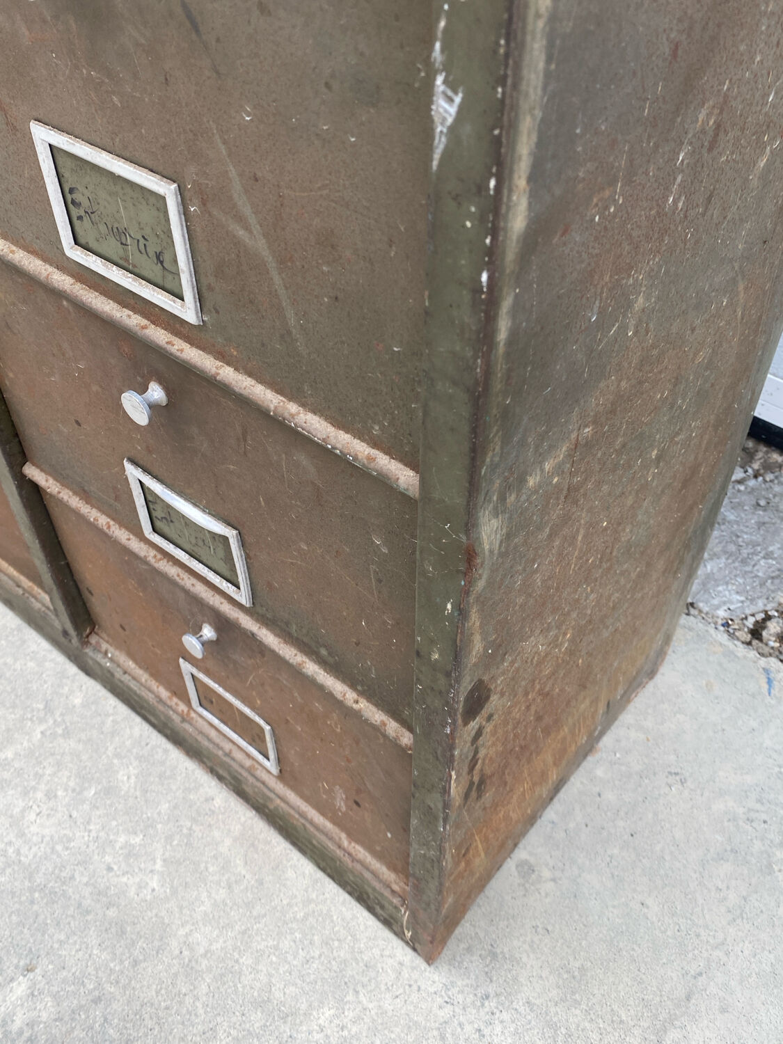 Military metal cabinet with hinged door