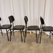 SET of 4 Vintage School Chairs /Black Leather / STOL Kamnik 80s Yugoslavia