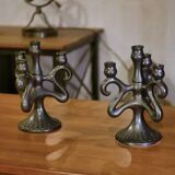 Pair of ceramic candlesticks, Sars-Poteries, 1950s