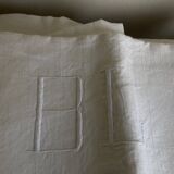 Linen sheet, reserve of antique trousseau, new with openwork and BL modernist L180