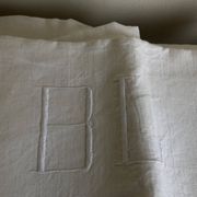 Linen sheet, reserve of antique trousseau, new with openwork and BL modernist L180
