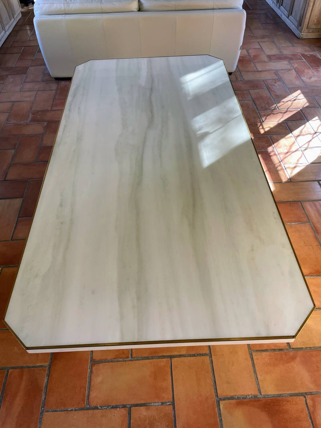 White Carrara marble table, 1970s
