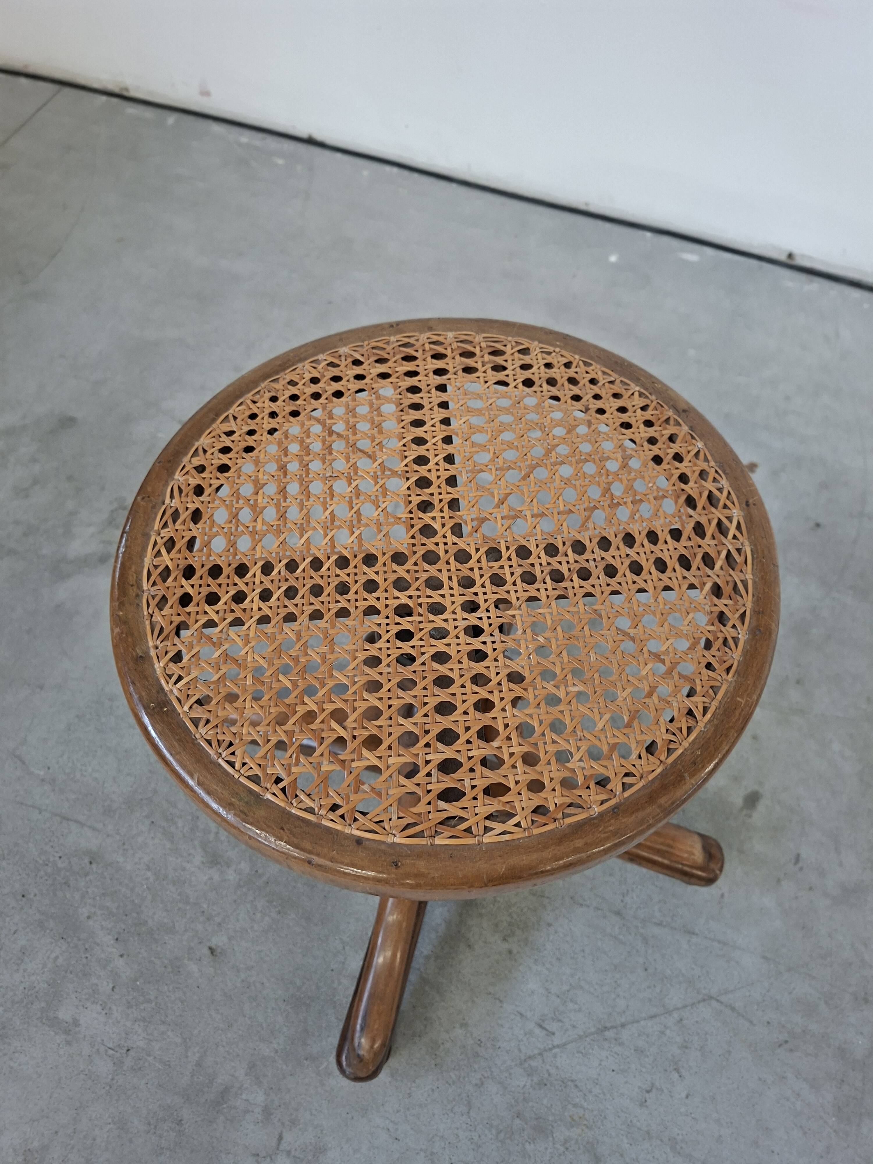 Sgabello da Pianoforte in Faggio Curvato e Paglia di Vienna