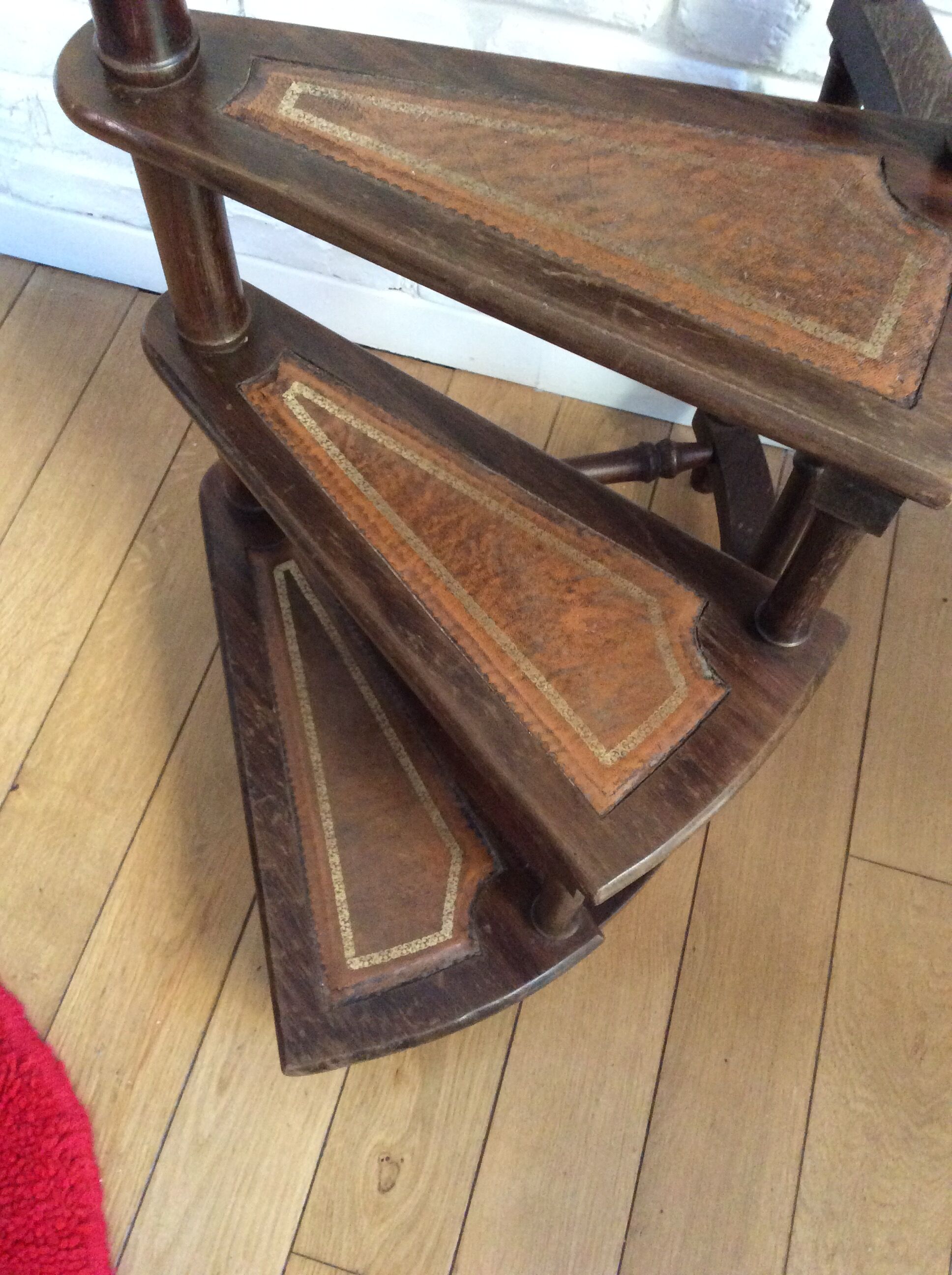 Wooden library staircase