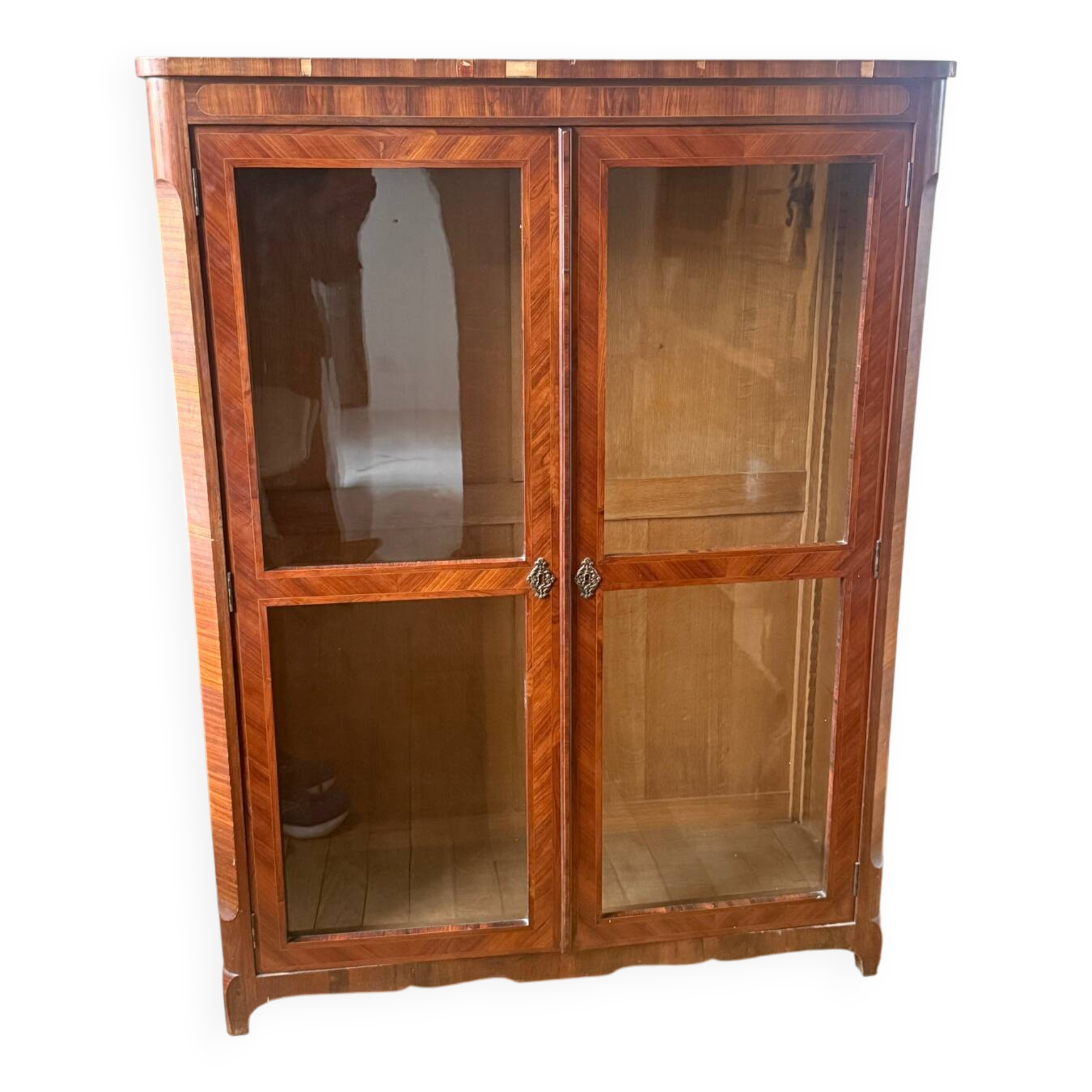 Solid wood display cabinet - walnut veneer