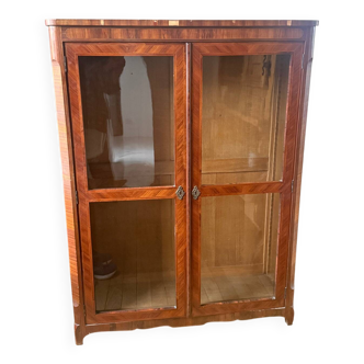 Solid wood display cabinet - walnut veneer