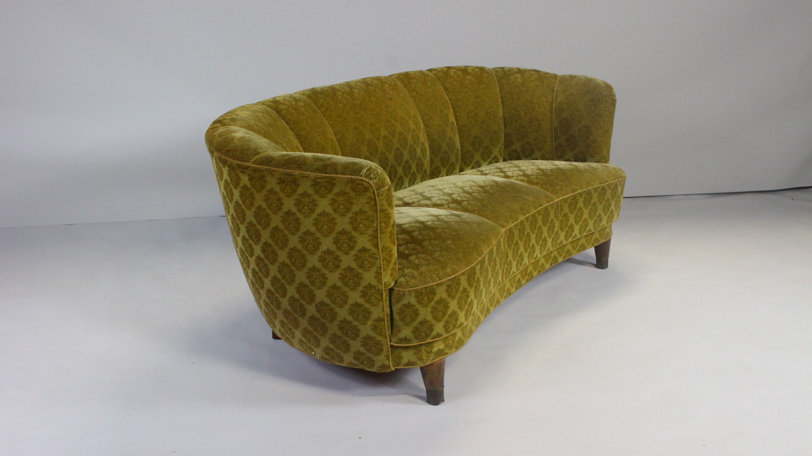 1950s Mid Century Gold Banana Sofa, Denmark