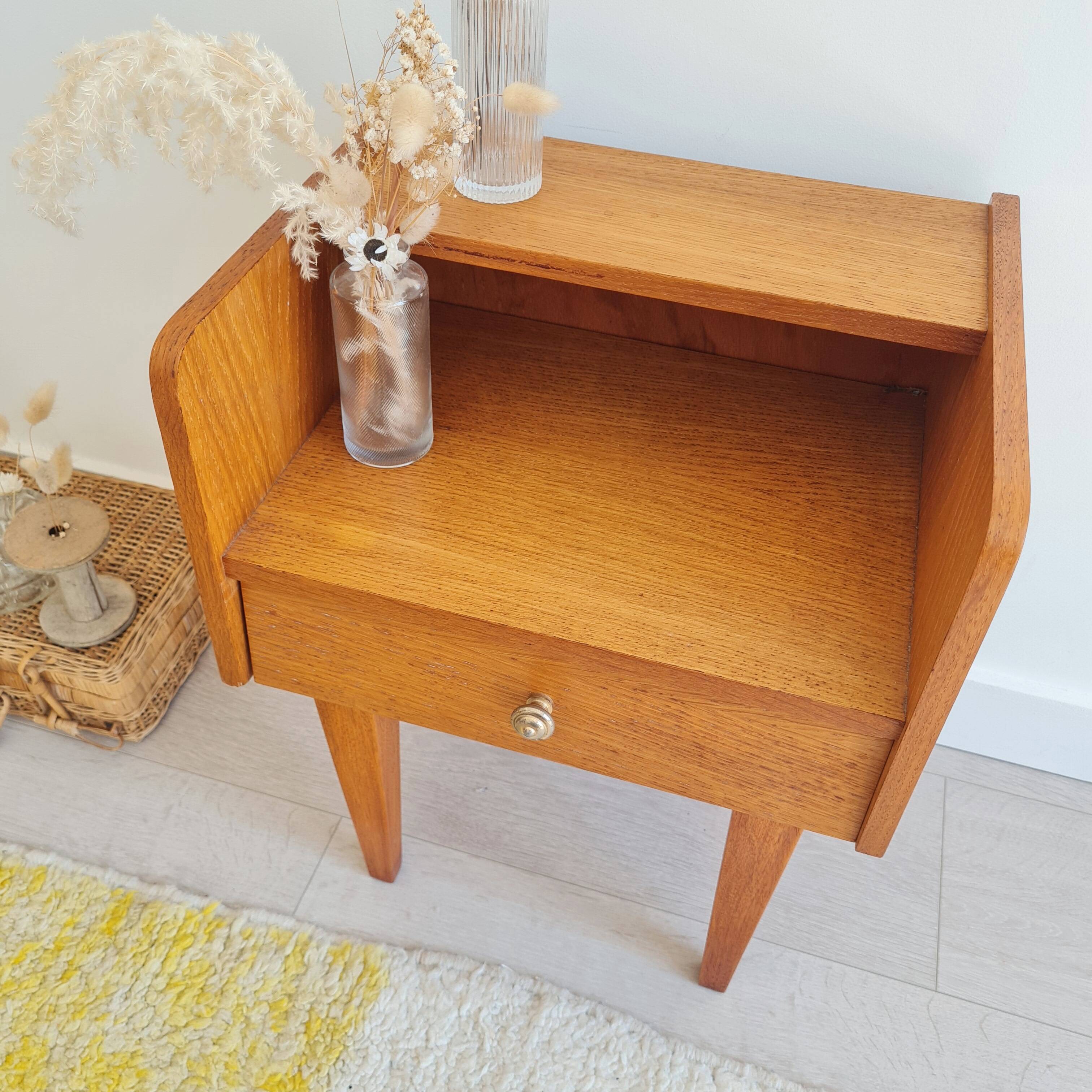 Bedside table with compass legs, 1960s
