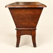 English oak Arts & Crafts chest – sabre legs, red lining