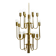 Three staged 18 arm Mid Century brass chandelier with a long brass rod