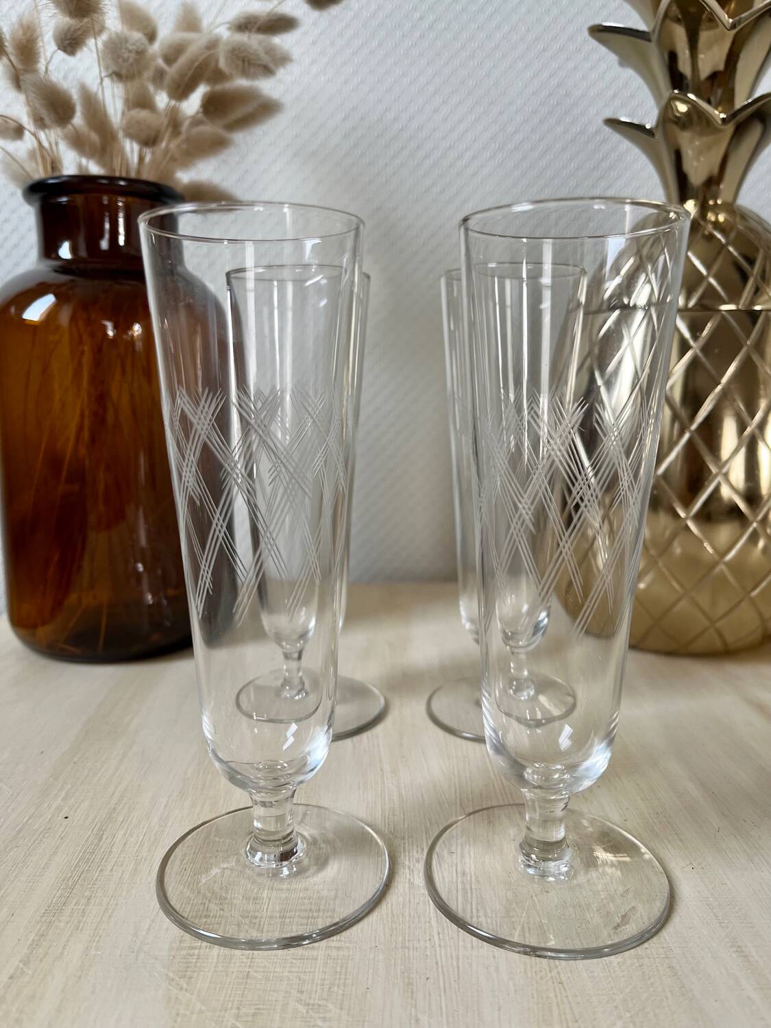 Ensemble de 4 flutes coupes de champagne vintage