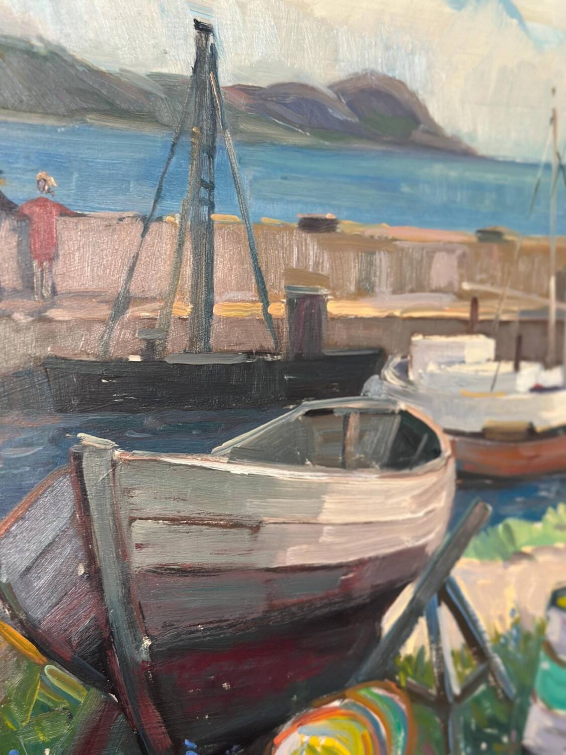 Mid Century Swedish Oil on Panel – “Boats in Port” by Eskil Skans
