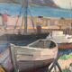 Mid Century Swedish Oil on Panel – “Boats in Port” by Eskil Skans