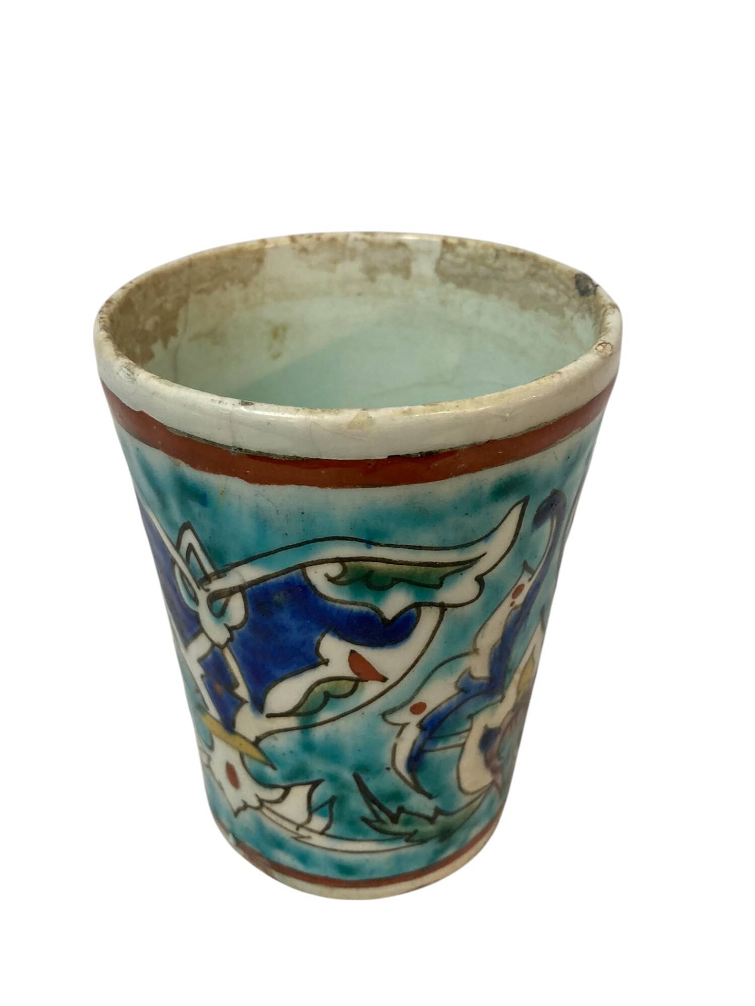 Iznik, glass goblet in polychrome faience Turkey 19th century