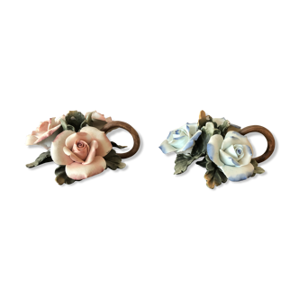 Duo of candlesticks, porcelain, vintage