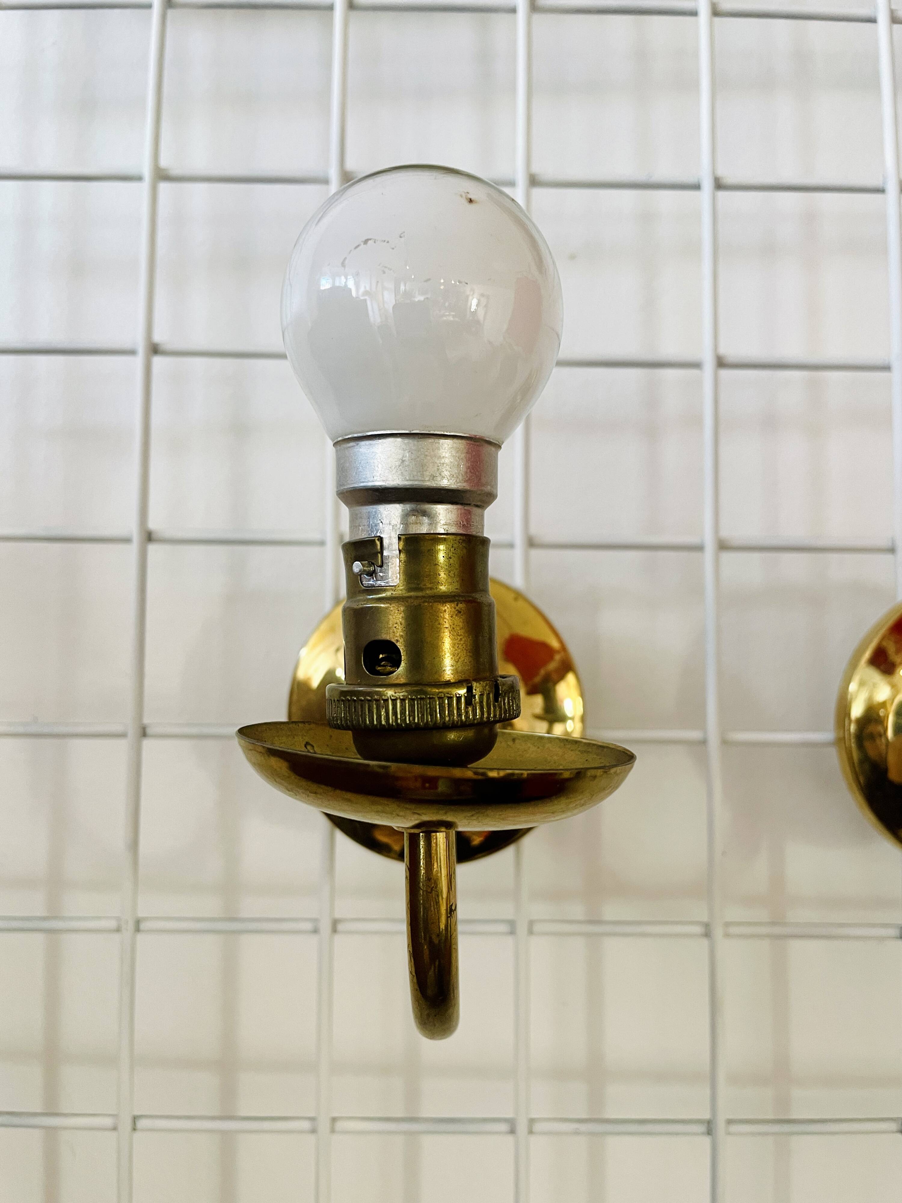 Pair of vintage brass wall lights