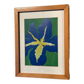 Peinture sur toile Iris dans un cadre en bois antique