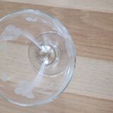 6 vintage engraved glass stemware glasses