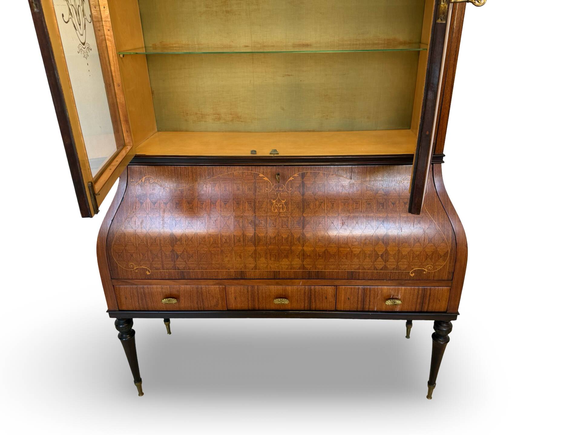 Secretary credenza in marquetry in the Italian Louis XV style from the mid-century, 1960.