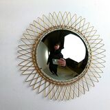 Vintage Bohemian golden sunburst mirror, 1960s