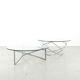 Table basse vintage en verre et acier