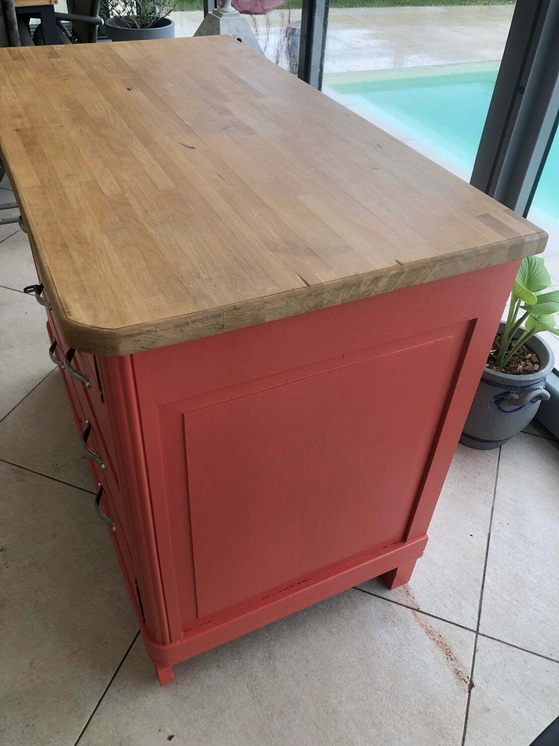 Vintage terracotta chest of drawers