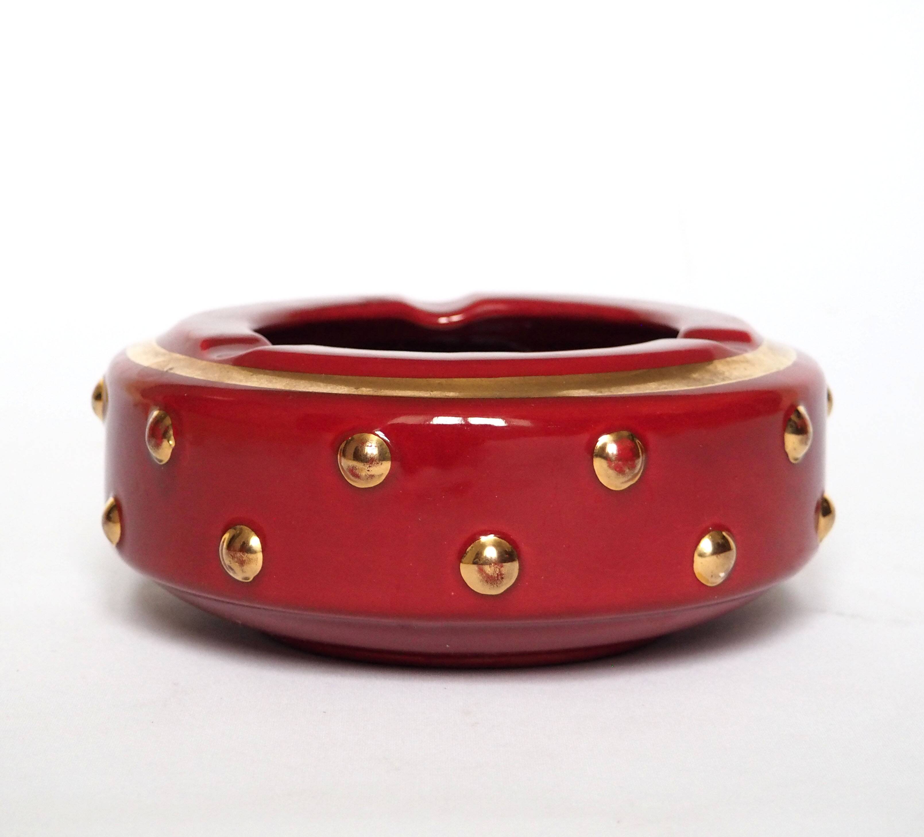 Cendrier céramique et or