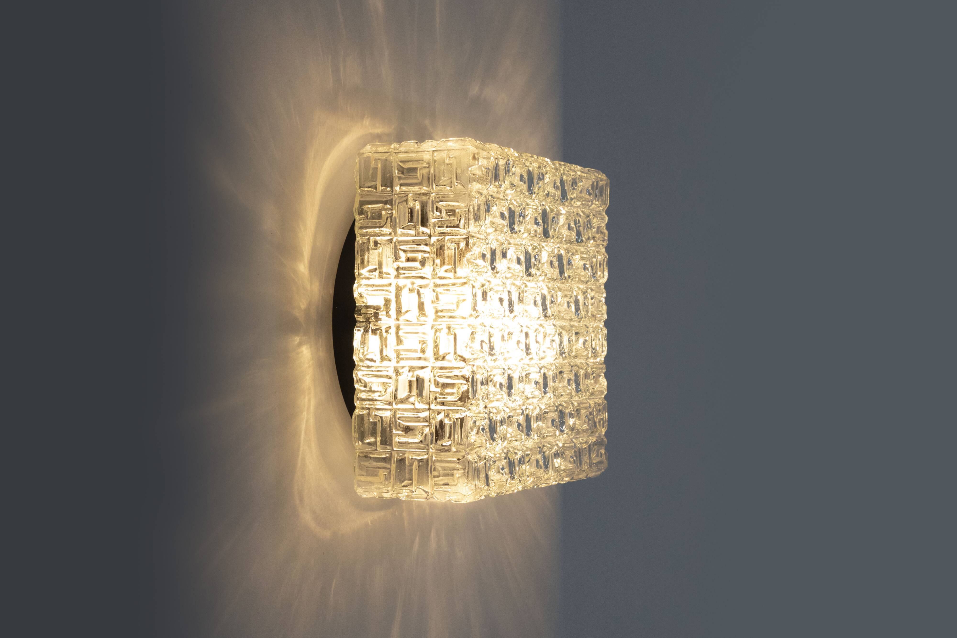 Square Flush Mount by Osvetlovaci Sklo Valasske Mezirici, 1960s