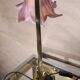 Large restored brass lamp with pretty art nouveau tulip 1900, electricity ok 47x28