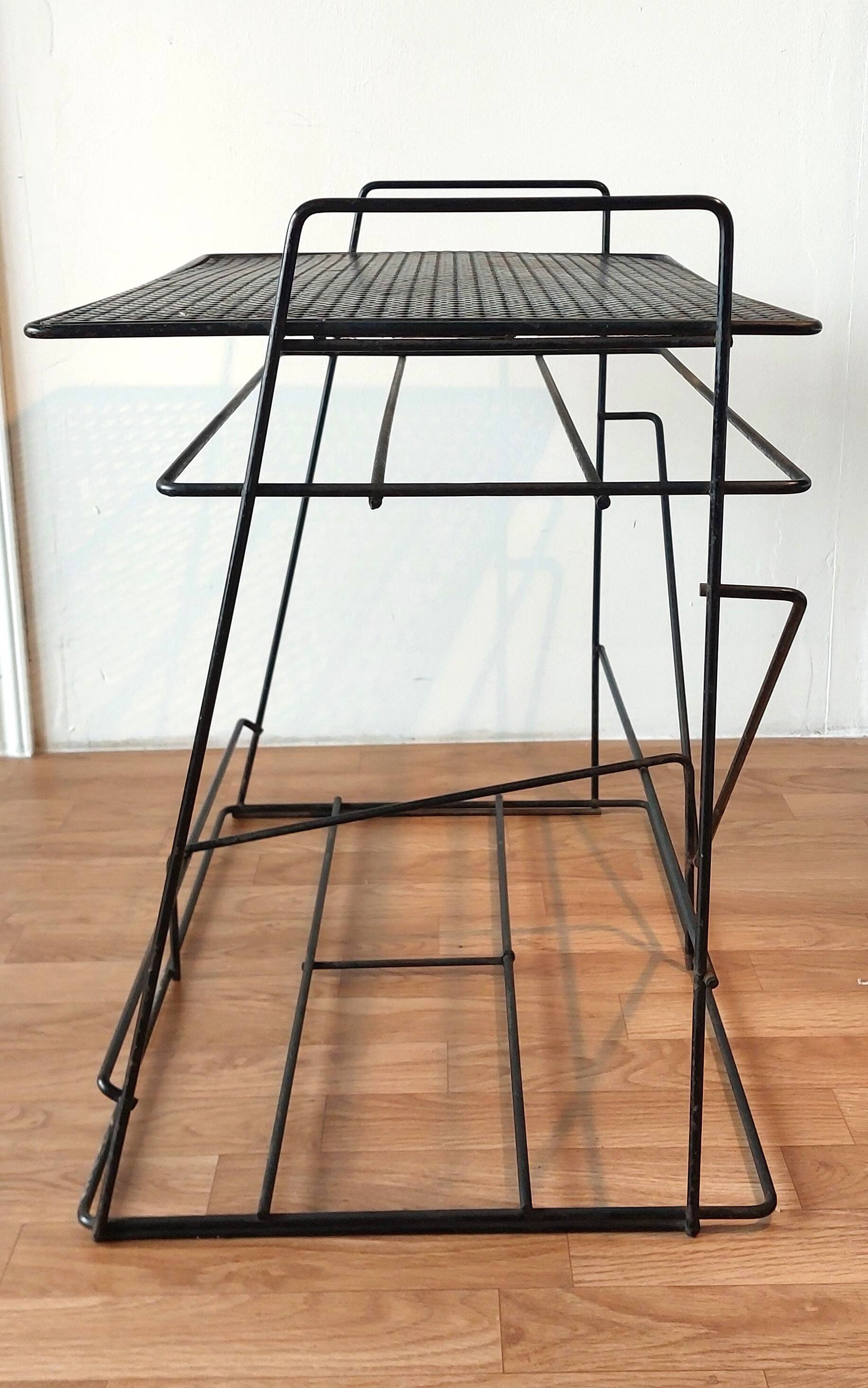 Perforated black metal serving table 1950/1960.