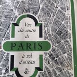 1959 map view of the center of paris from a bird's eye, n° 63 blondel la rougery, tourism commission