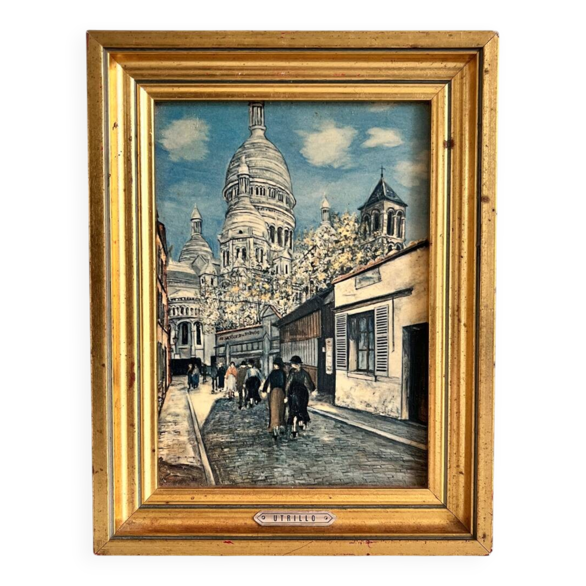 Reproduction of a painting of a walk in the city center by Maurice Trillon