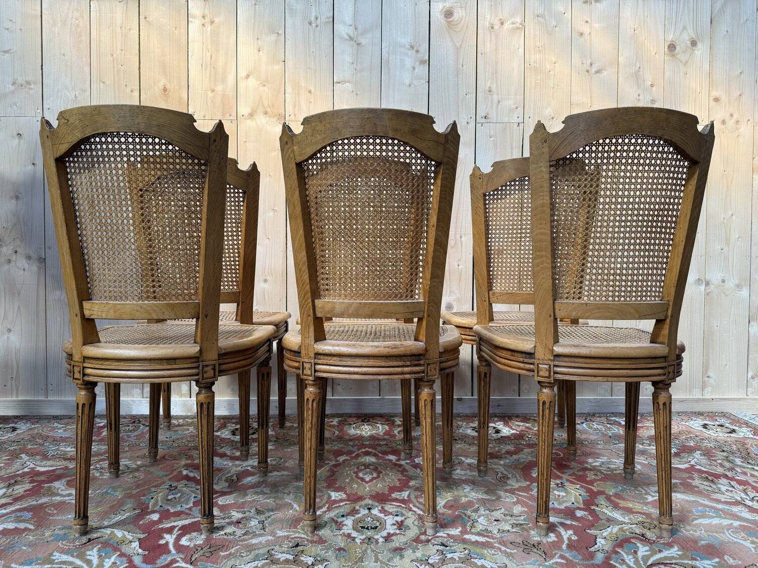 Set of 6 caned chairs in Louis XVI style