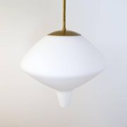 Large opaline pendant / modern brass mid-century ASEA Sweden, 1940s