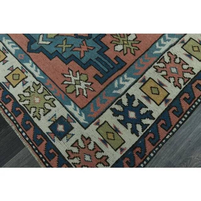 1970s Vintage Turkish Oushak Handmade Wool Cotton Orange  Area Rug 136x192
