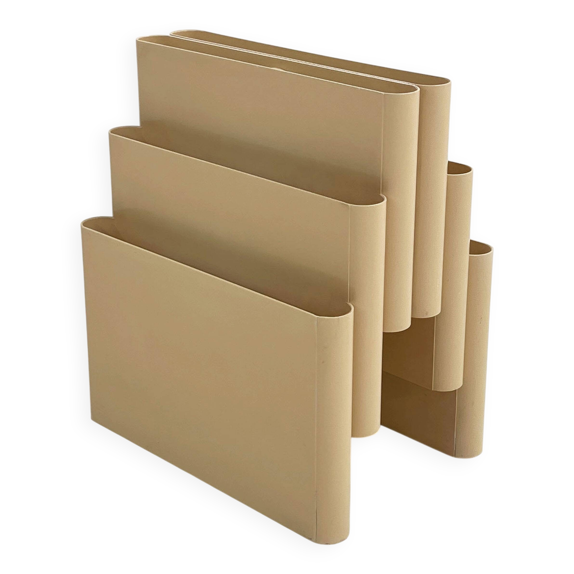 Cream magazine rack by Giotto Stoppino for Kartell, 1970