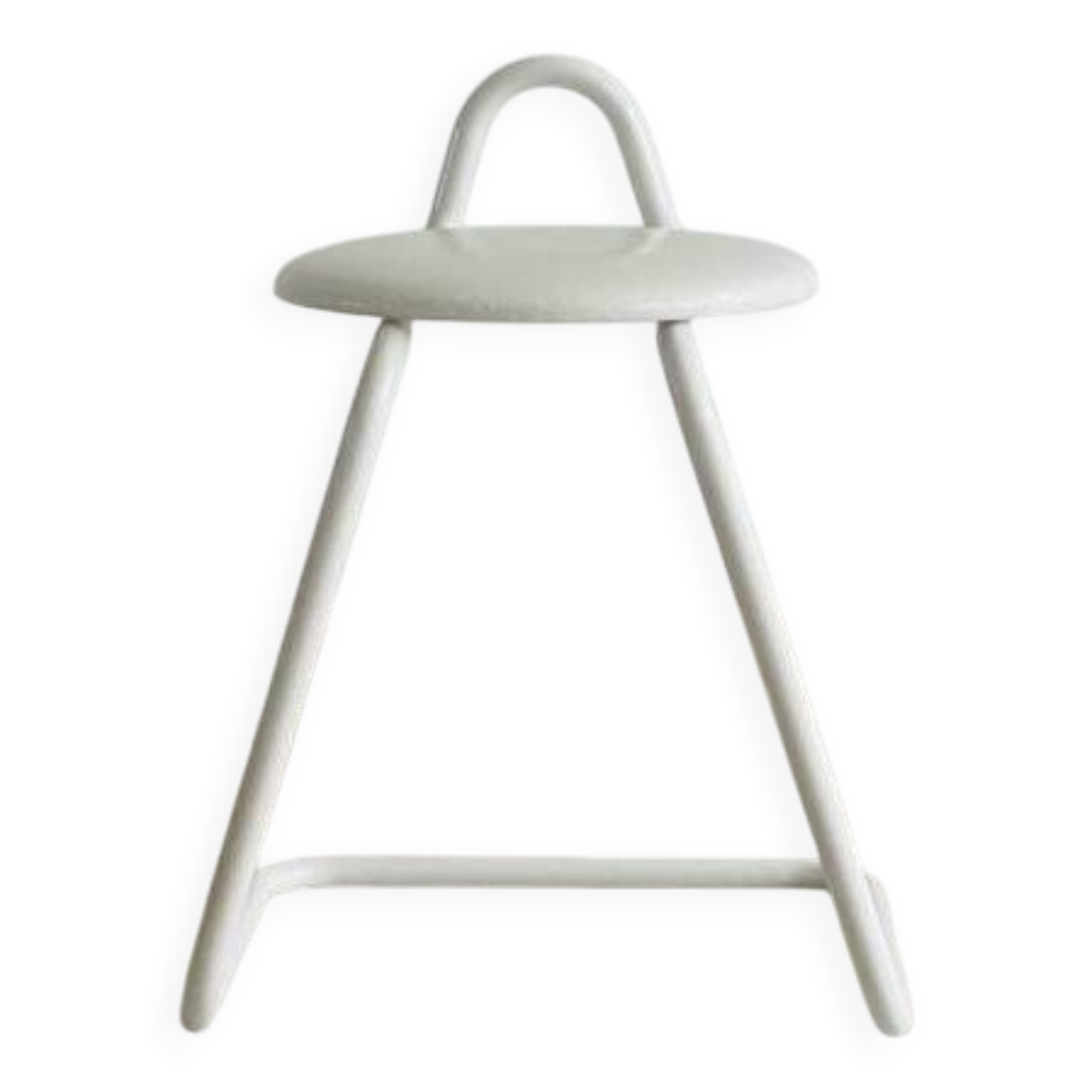 Tabouret blanc en metal et simili cuir