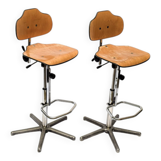 Paire de Chaises d’Atelier Vintage WERK SITZ – Icônes Industrielles